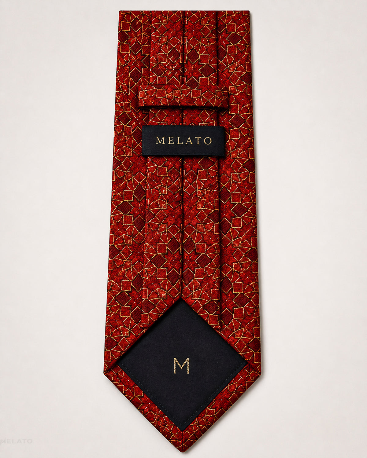 The "Ruby Labyrinth" Crimson Geometric Tie