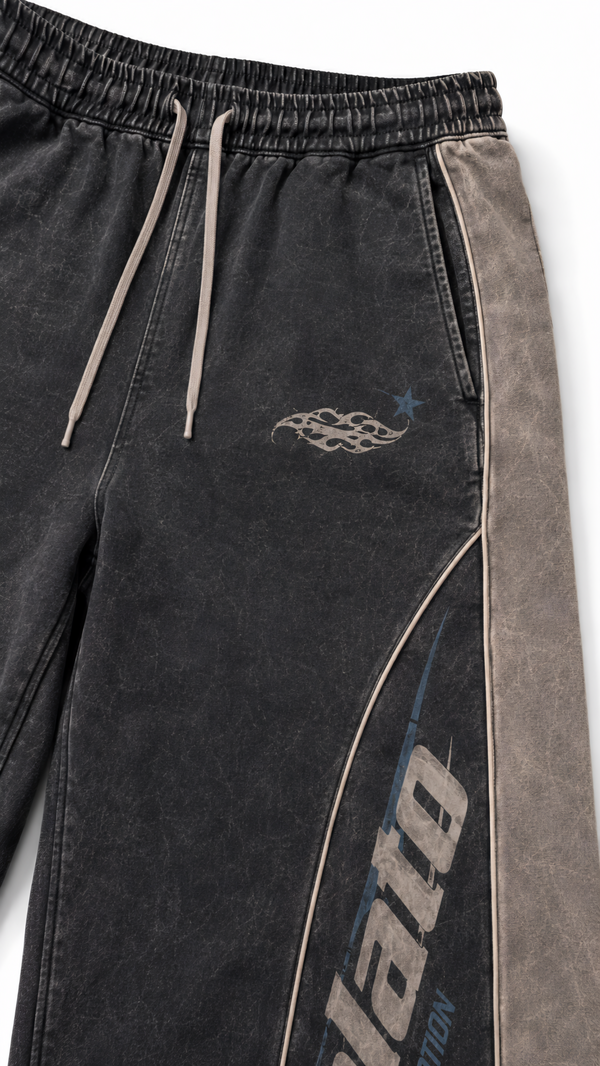Melato Vision Moto Flare Pants stone side panels, back view