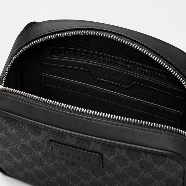 Melato Atlas Dopp Kit black monogram canvas, back view