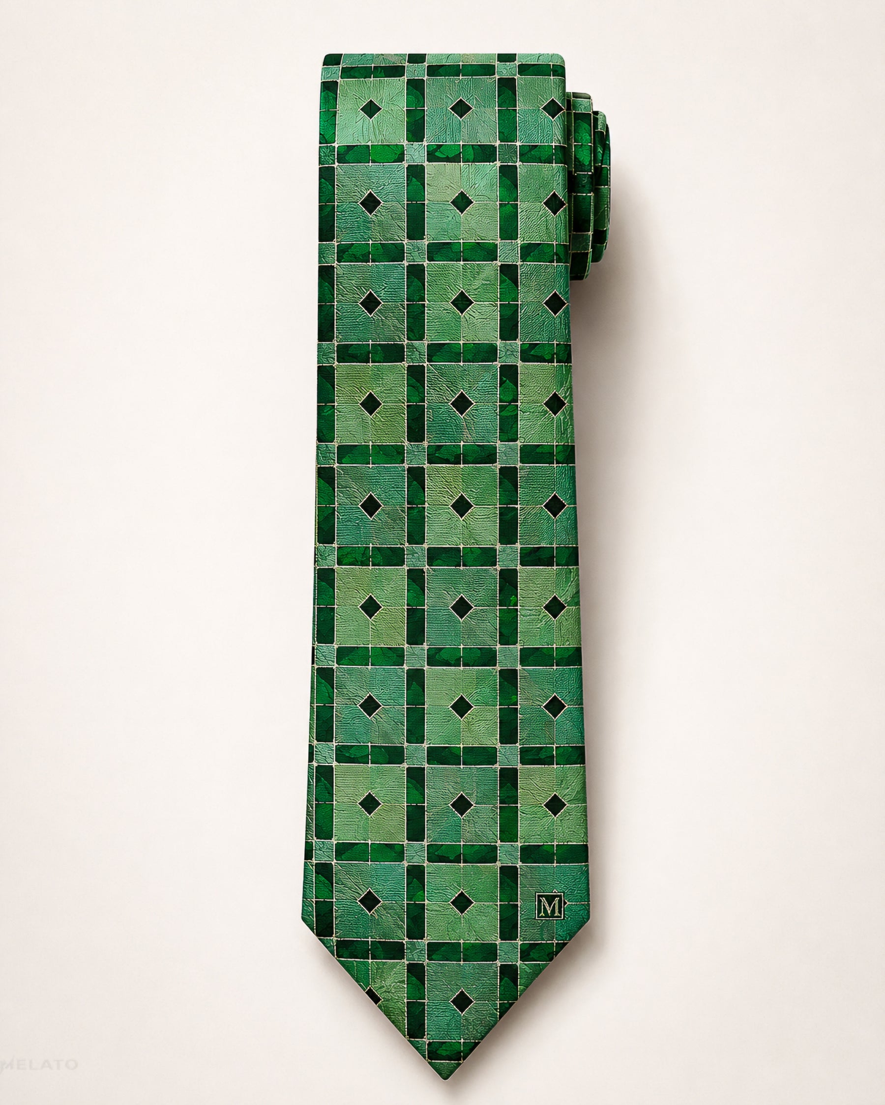 The "Emerald Solstice" Green Tile Geometric Tie