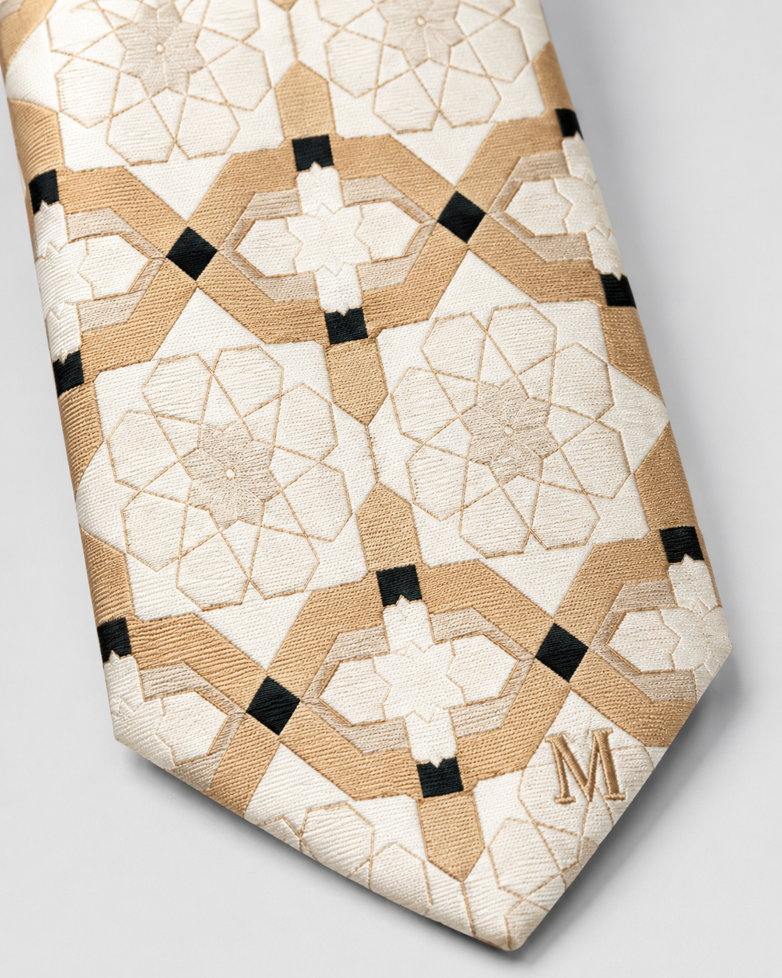 The "Sunlit Atrium" Gold & Ivory Geometric Tie