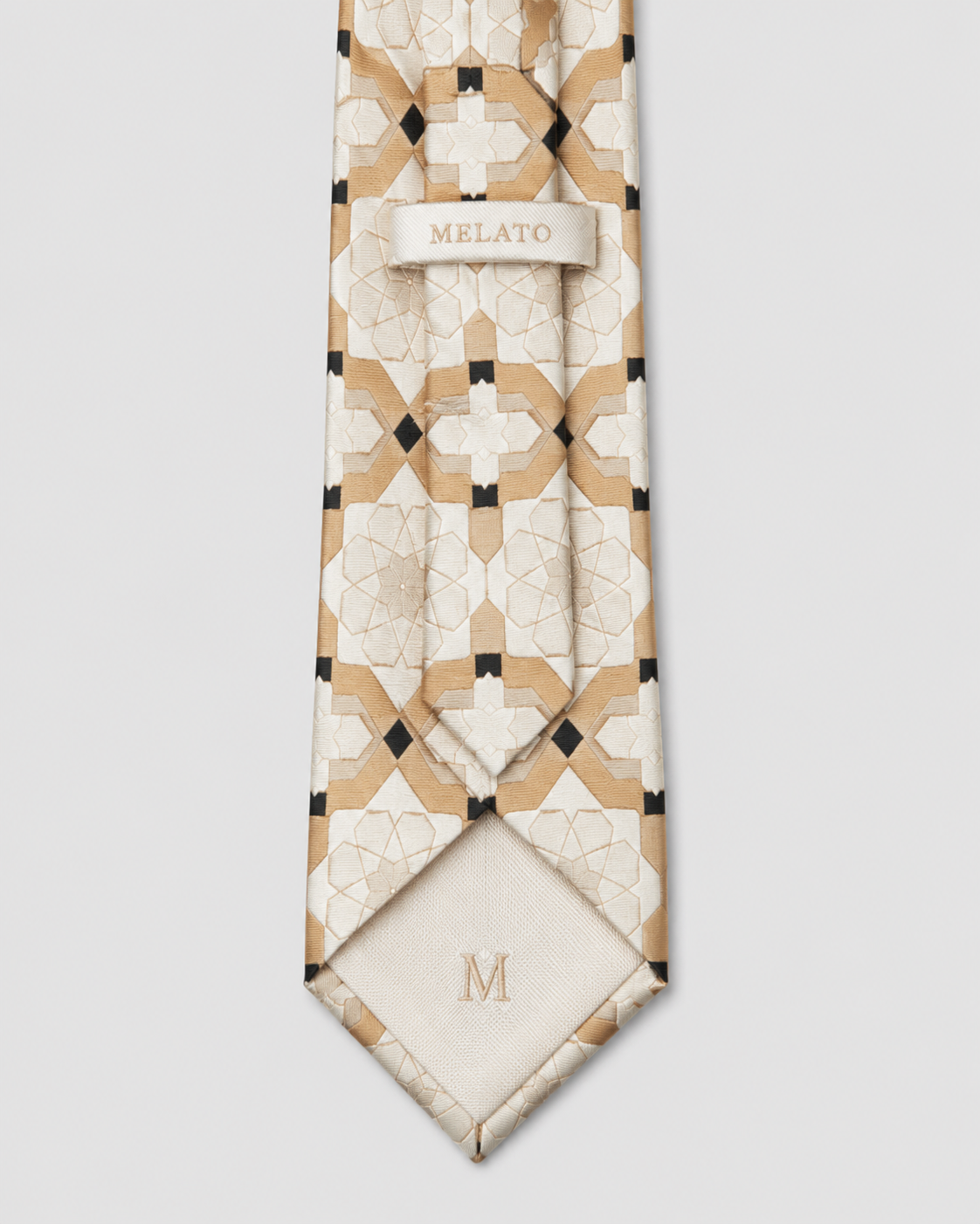 The "Sunlit Atrium" Gold & Ivory Geometric Tie