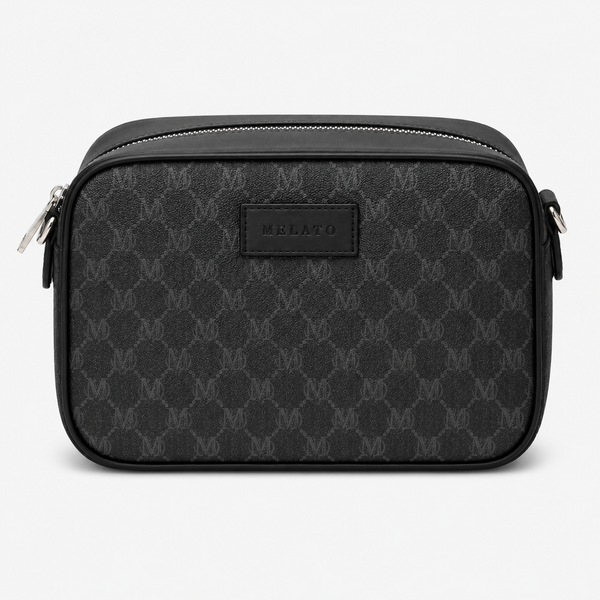 Melato Atlas Dopp Kit in black coated monogram canvas, front view