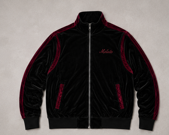 Black Cherry Velour Track Jacket by Melato, product view 1
