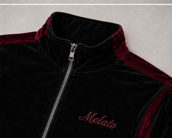 Black Cherry Velour Track Jacket by Melato, product view 2
