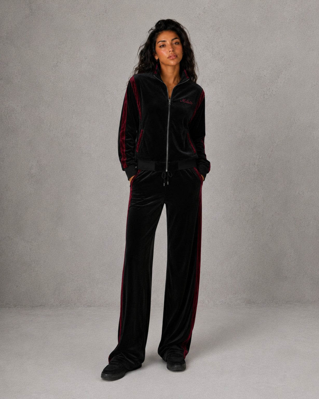 Black Cherry Velour Track Jacket by Melato, product image