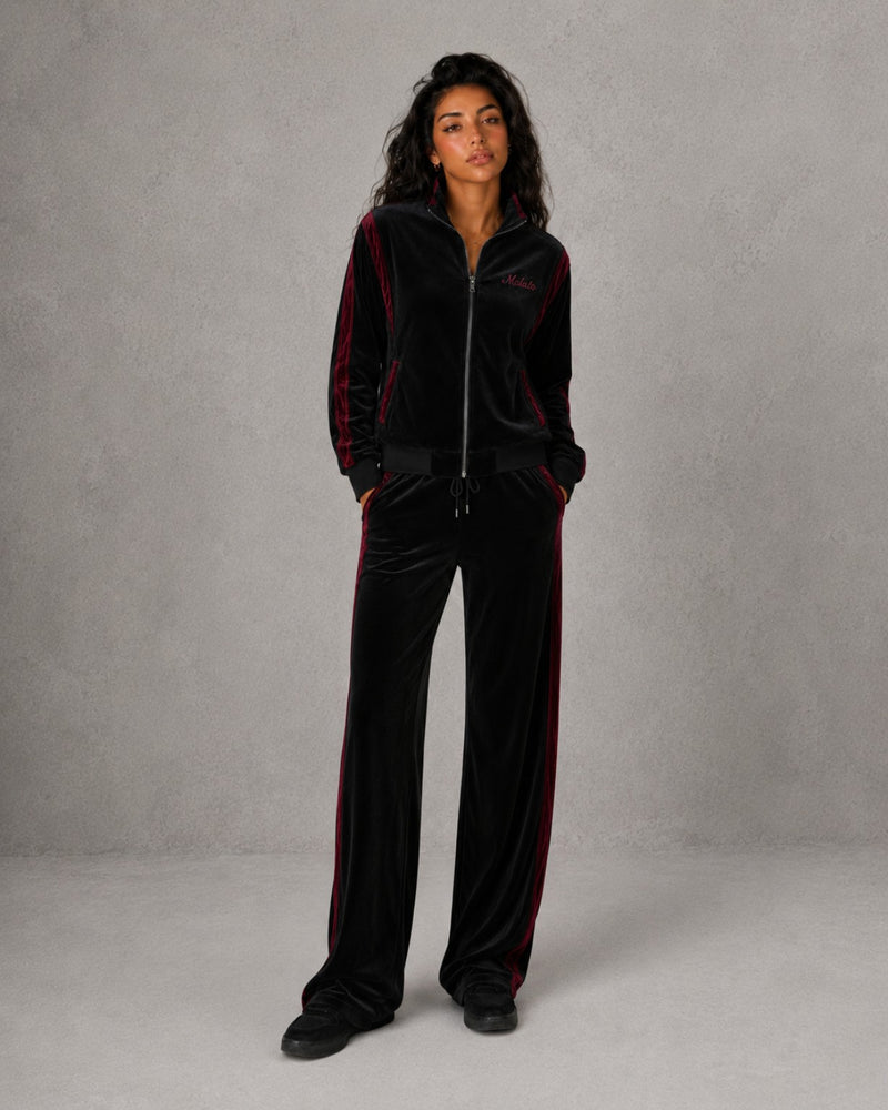Black Cherry Velour Track Jacket