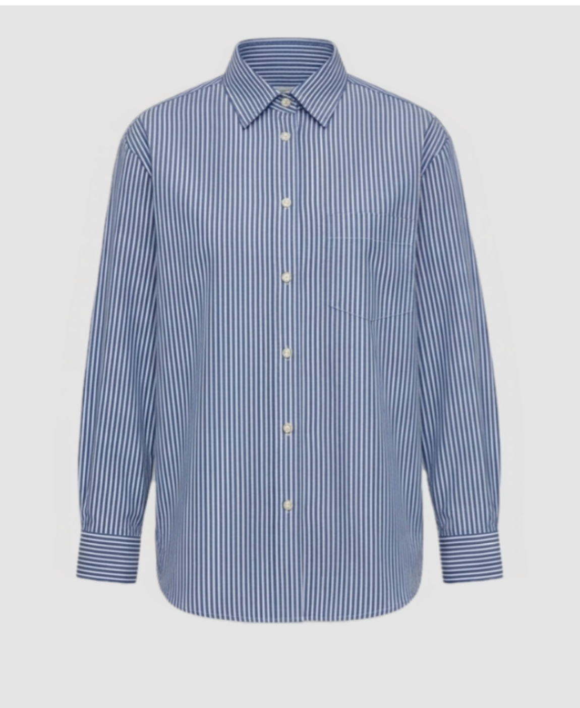 Melato Bluefin Relaxed Shirt in blue and white stripe poplin, front view
