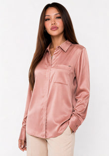 Blush Ledger Satin Shirt, featured product view