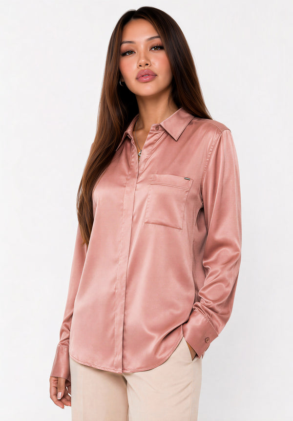 Blush Ledger Satin Shirt, featured product view