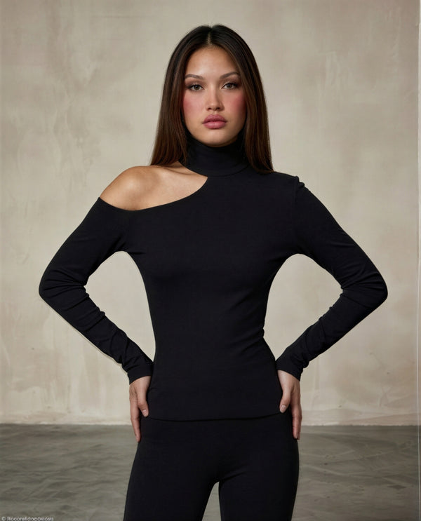 Cold Shoulder Mockneck Top by Melato, product view 1