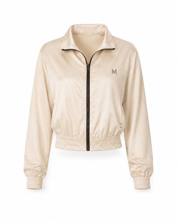 Melato OVUM Satin Track Jacket in Pearl