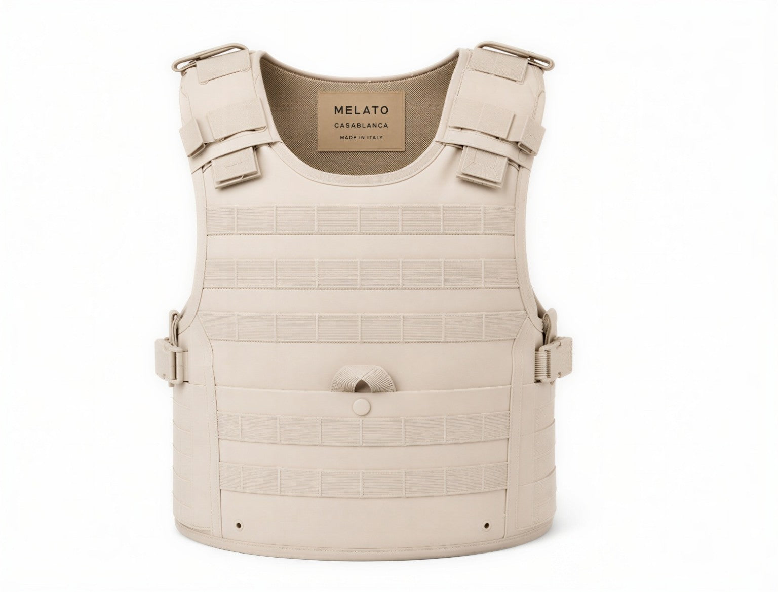 PROTECTIVE CUSTODY sand technical utility vest, front view