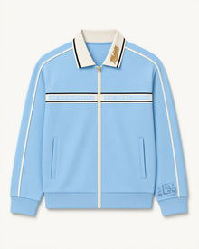 Reasonable Doubt Track Jacket - Front - powder blue with ivory bands