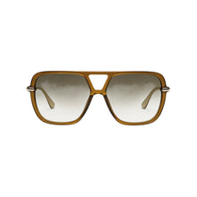 Melato Sepia Altitude oversized aviator sunglasses with amber-brown acetate frames and smoke-gradient lenses.