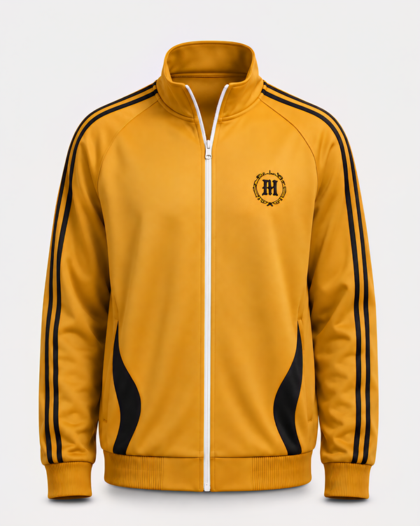 Melato Midas Runner Track Jacket in gold tracksuit fit, front view
