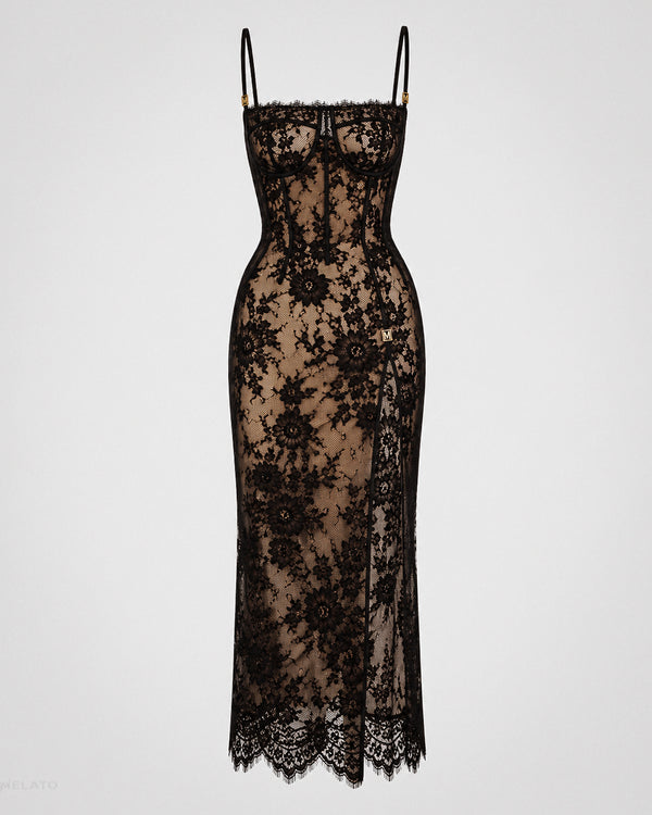 Noir Alibi Lace Corset Dress by Melato, product view 1