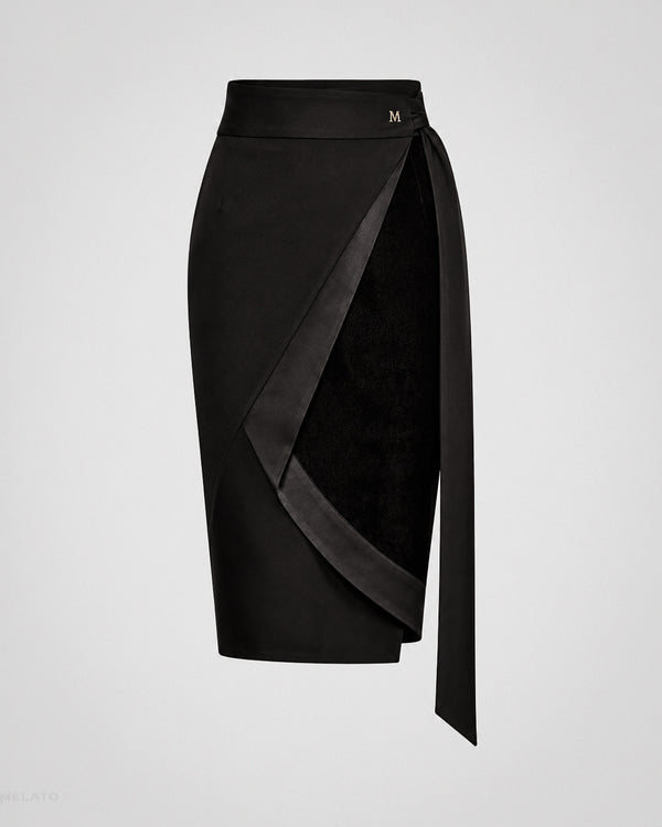 Noir Memoir Wrap Pencil Skirt by Melato, product view 1