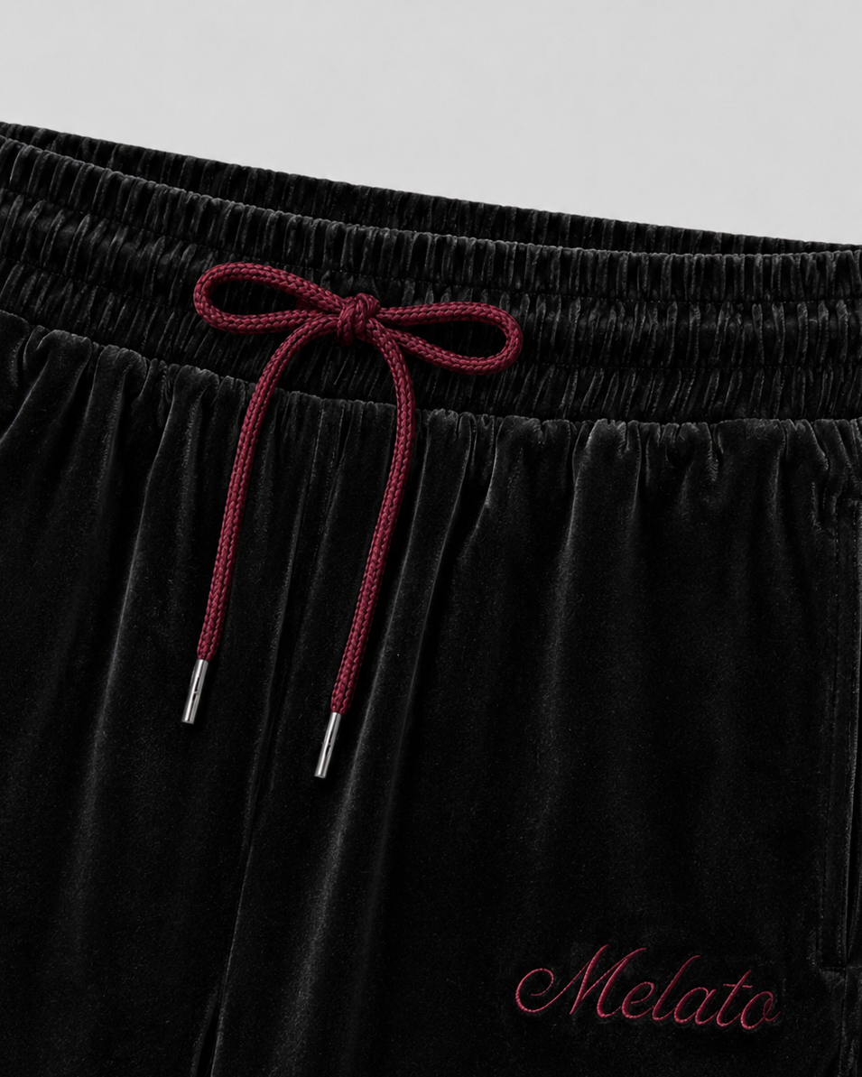 Melato OJOS Velour Track Pants velour fabric and waistband detail