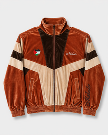 Melato Passion Fruit Velour Track Jacket — earth tone premium velour jacket