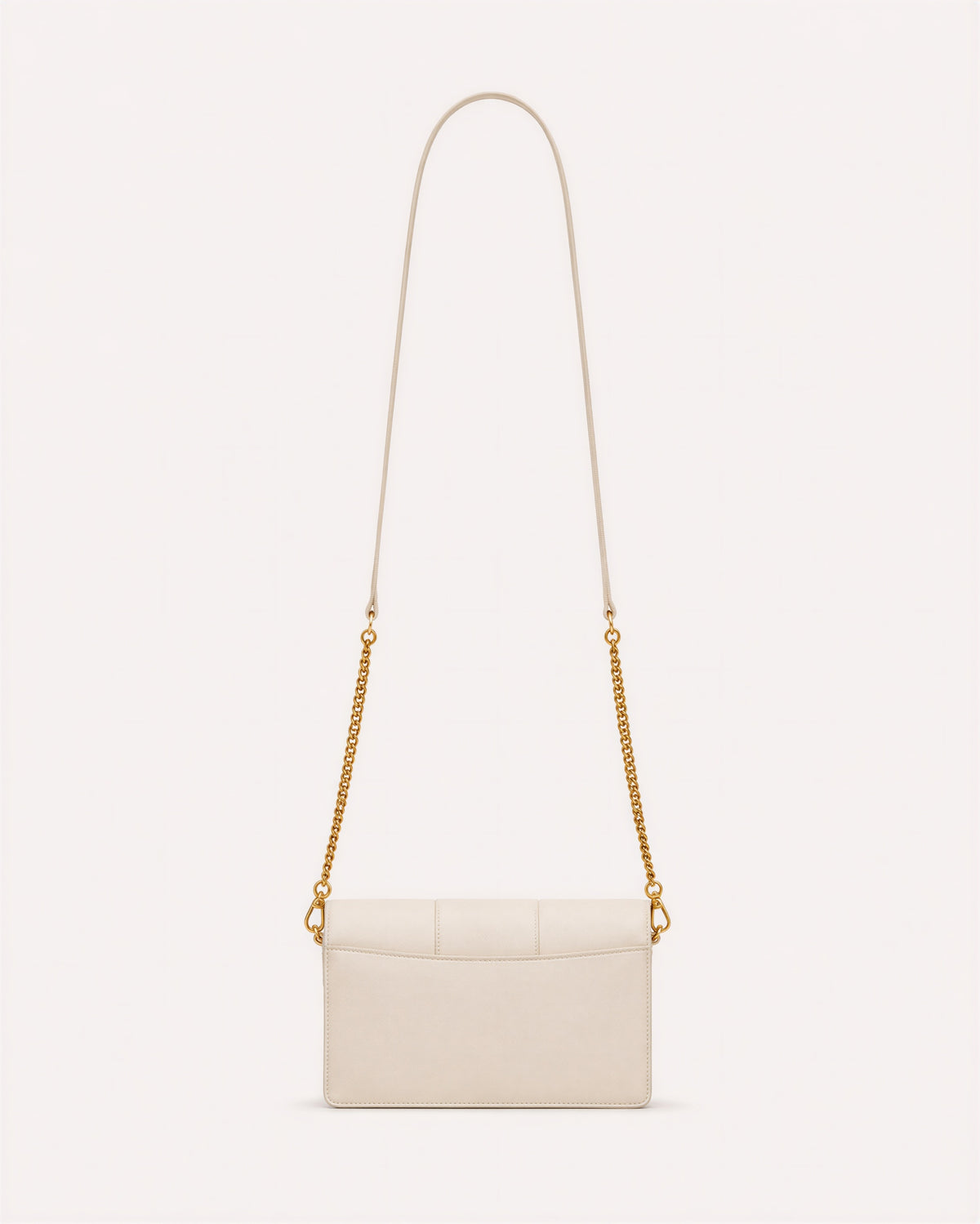 Return to Sender chain wallet detail showing ivory leather and gold-tone hardware
