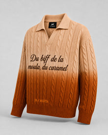 Moula Caramel Cable Knit Polo