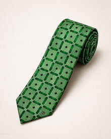 The "Emerald Solstice" Green Tile Geometric Tie