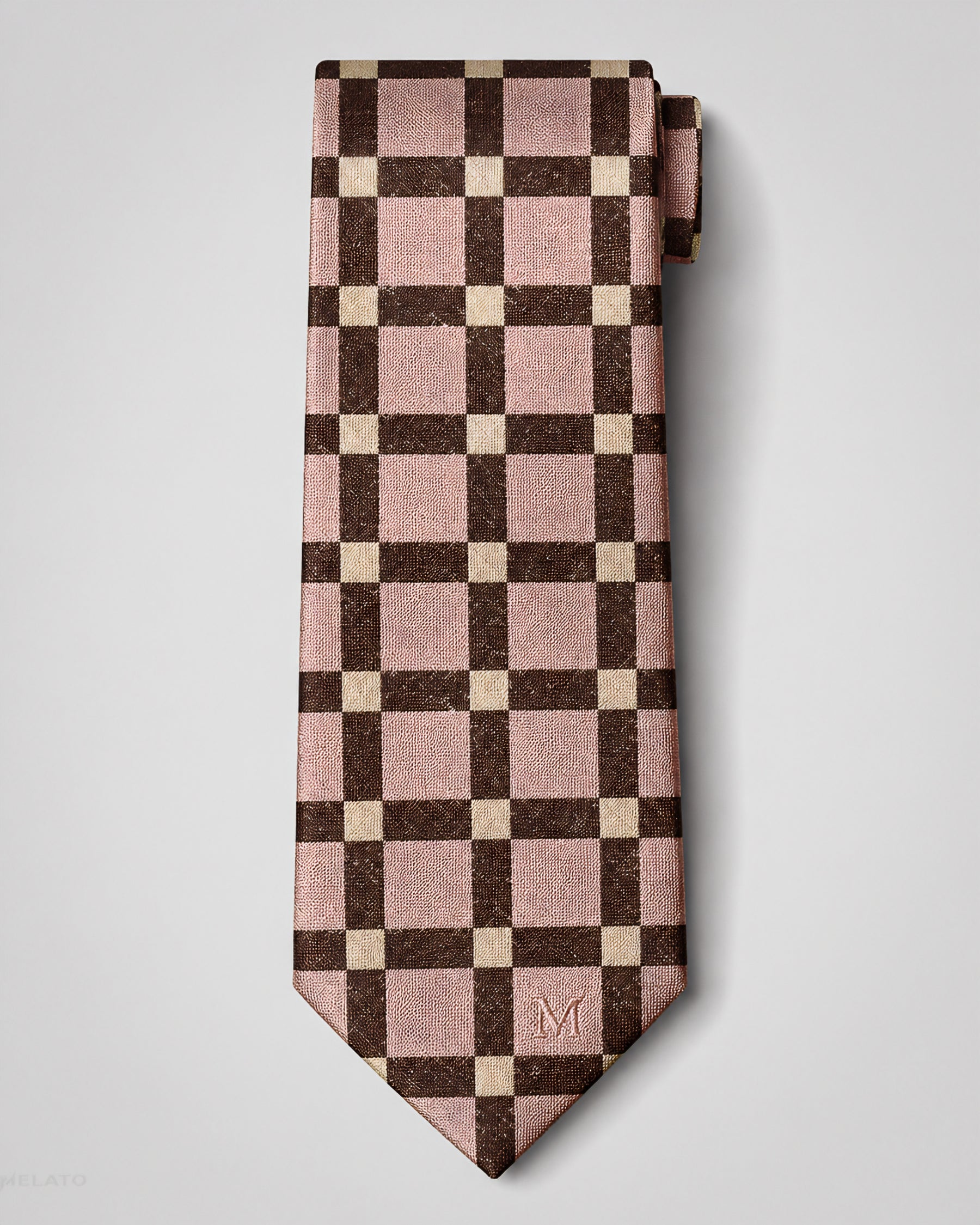 The "Rosewood Mosaic" Pink & Brown Checkerboard Tie