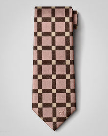 The "Rosewood Mosaic" Pink & Brown Checkerboard Tie