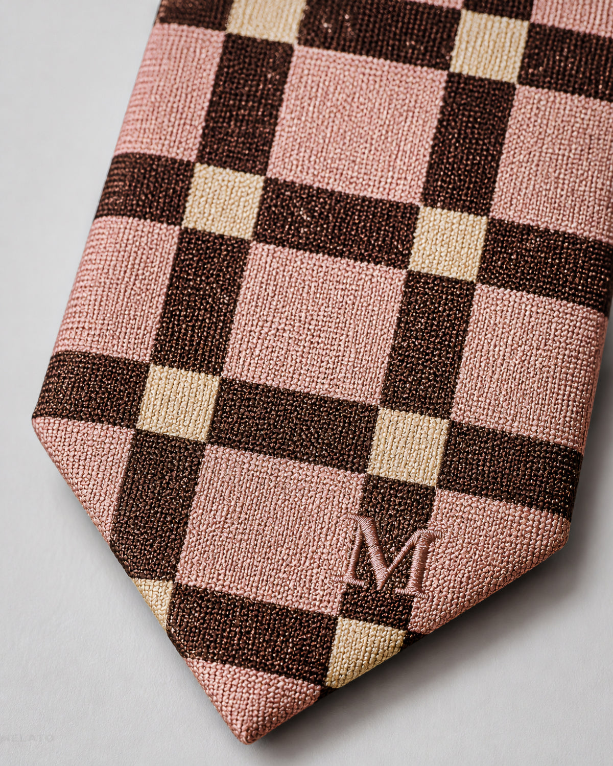 The "Rosewood Mosaic" Pink & Brown Checkerboard Tie