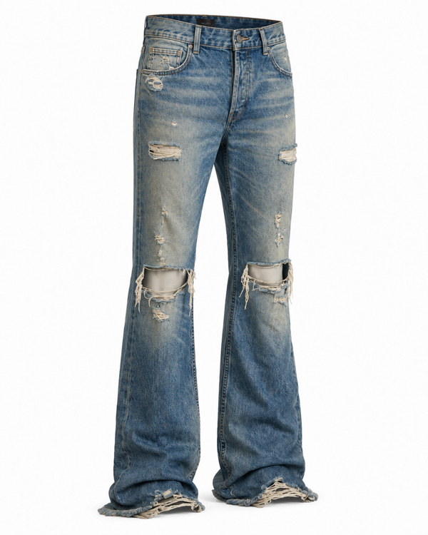 Melato Hendrix Distressed Flare Jean alternate angle — black denim jeans