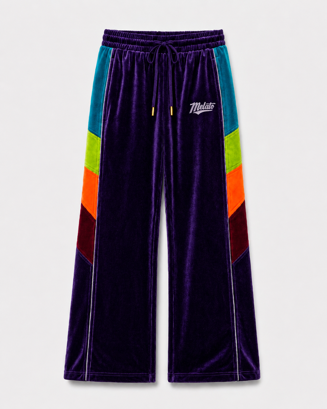 Melato Conquista Velour Track Pant — bold colorblock premium velour pants