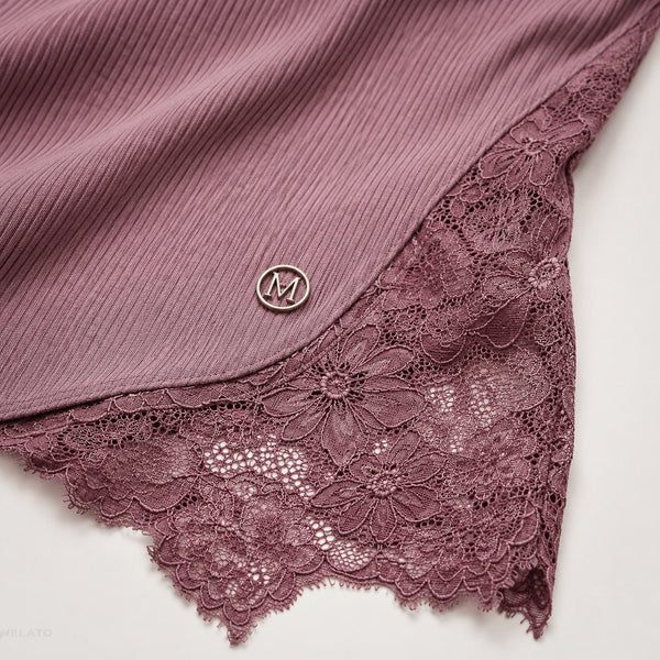 The "Side Note" Mauve Lace Rib Top