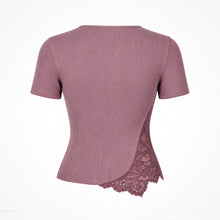 The "Side Note" Mauve Lace Rib Top