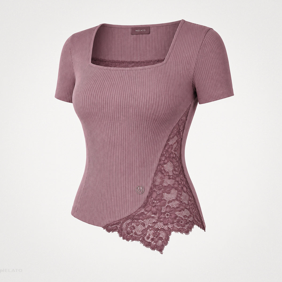 The "Side Note" Mauve Lace Rib Top