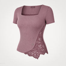 The "Side Note" Mauve Lace Rib Top