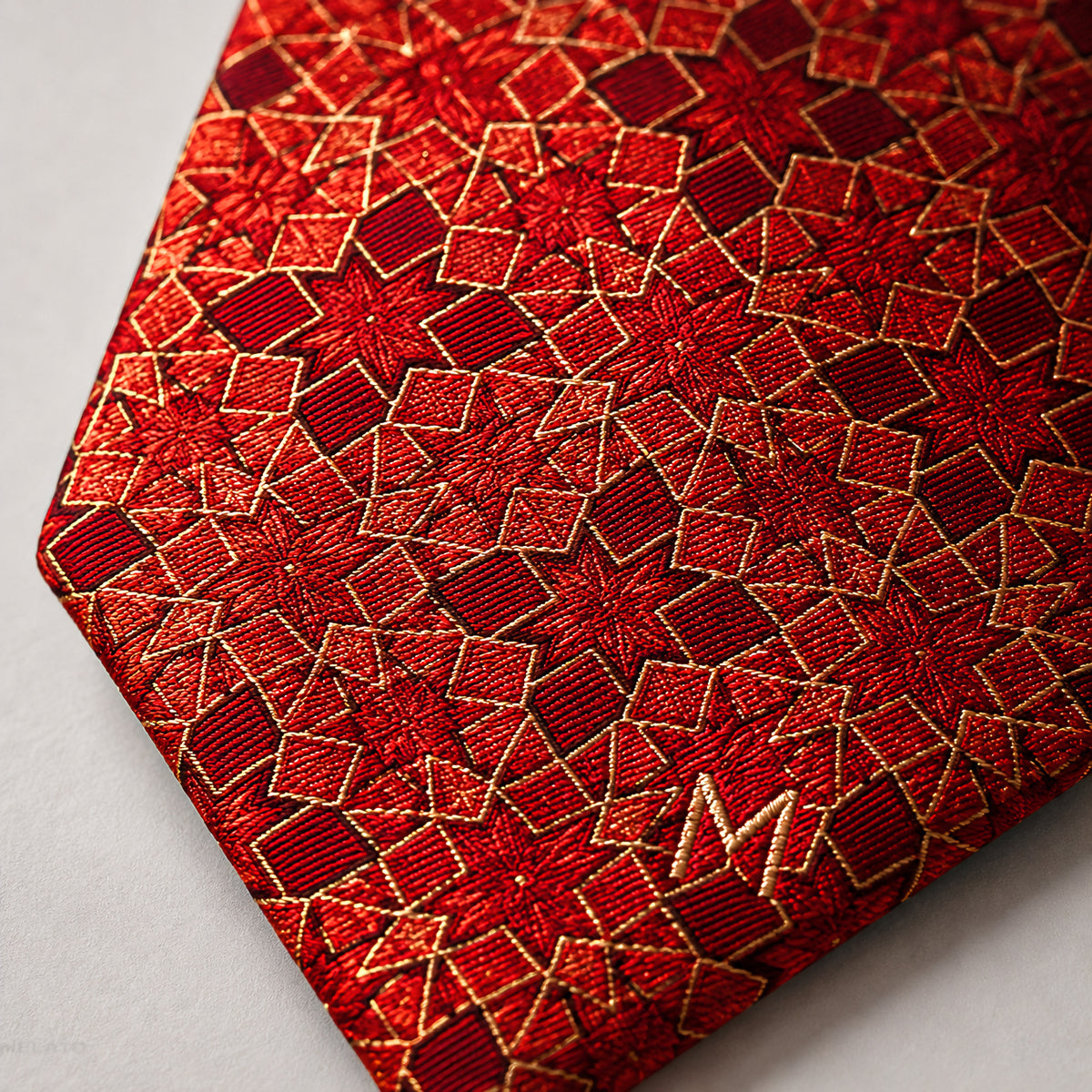 The "Ruby Labyrinth" Crimson Geometric Tie