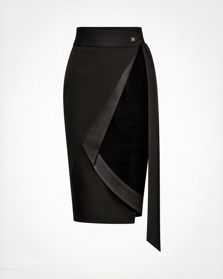 Noir Memoir Wrap Pencil Skirt