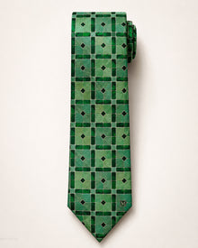 The "Emerald Solstice" Green Tile Geometric Tie