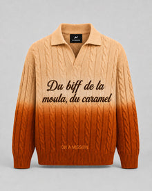 Moula Caramel Cable Knit Polo