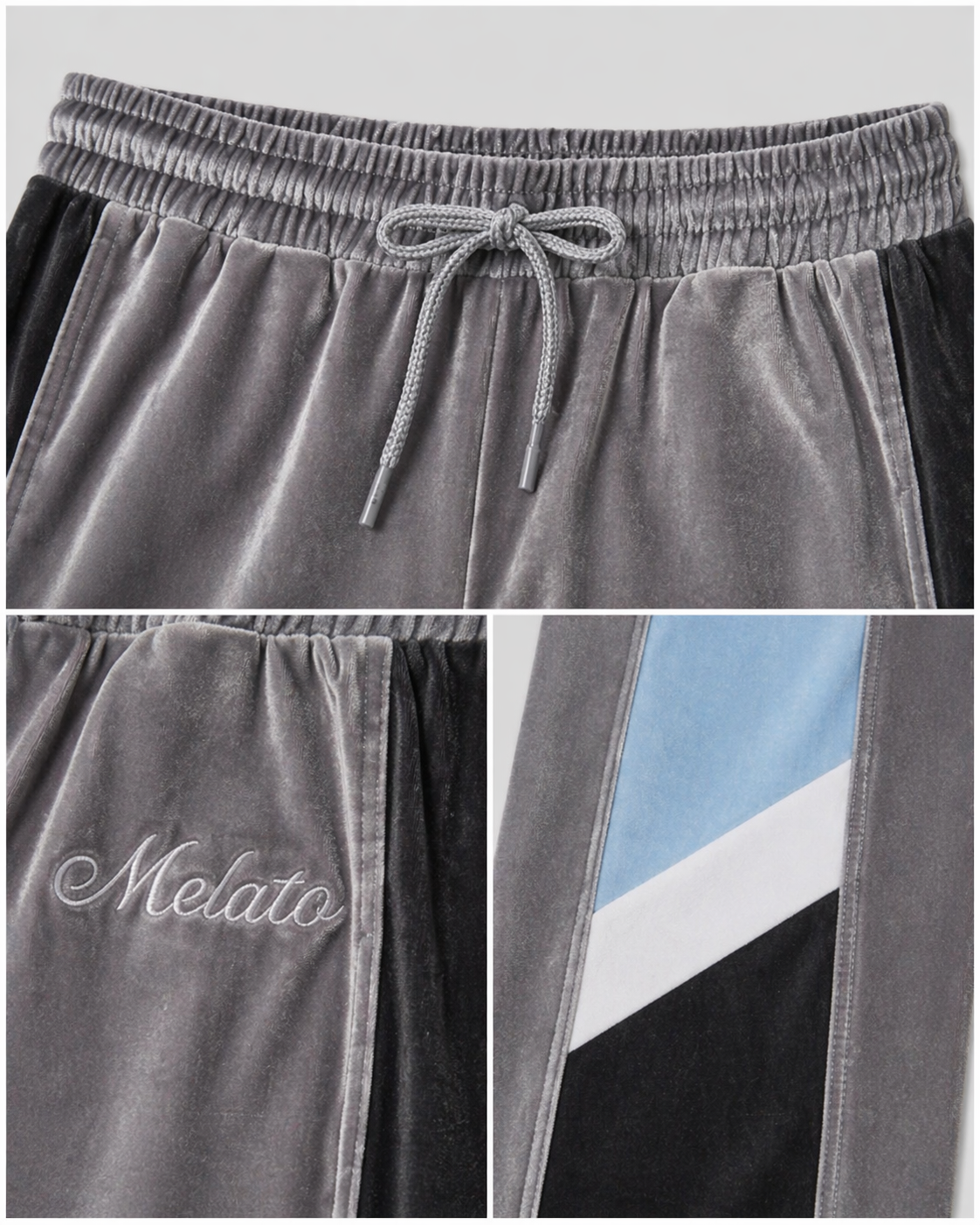 Melato Chū Velour Track Pant side view — premium velour streetwear