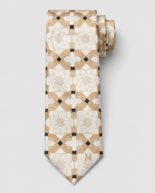 The "Sunlit Atrium" Gold & Ivory Geometric Tie