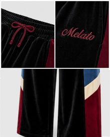 Melato Divididos Velour Track Pant close up — premium velour texture