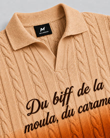 Moula Caramel Cable Knit Polo