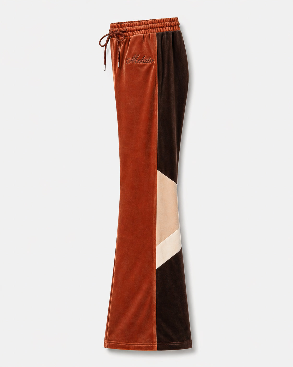 Melato Passion Fruit Velour Track Pant fabric detail — premium track pants