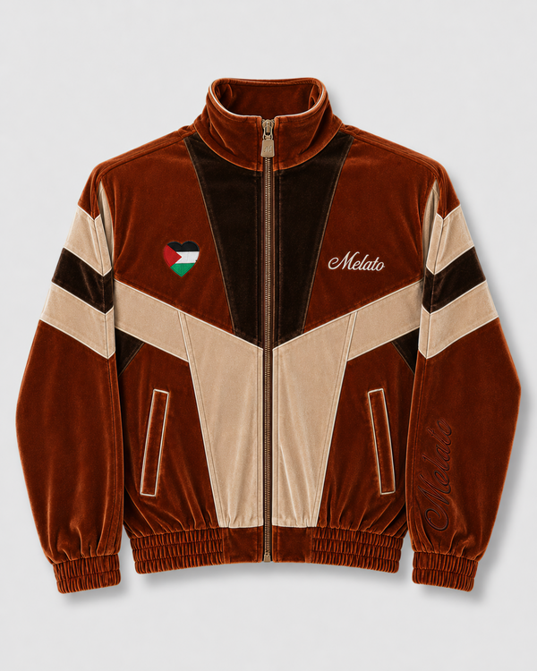 Earth-tone Velour Track Jacket by Melato, alternate product view