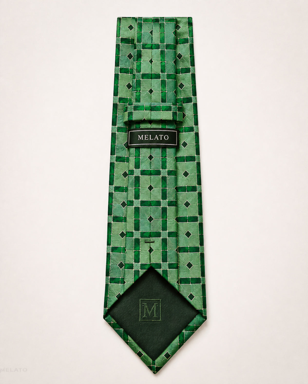 The "Emerald Solstice" Green Tile Geometric Tie