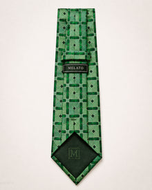 The "Emerald Solstice" Green Tile Geometric Tie