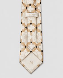 The "Sunlit Atrium" Gold & Ivory Geometric Tie