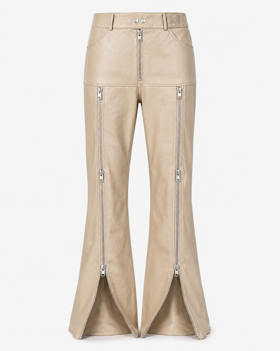 Kech Leather Flare Zip Pants